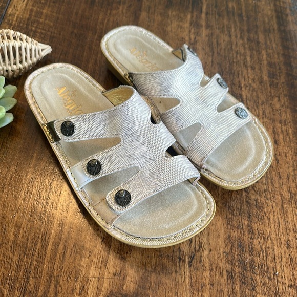 Alegria | “Venice Gold Your Own Way” Casual Slip On Leather Wedge Sandals, Sz38 - Picture 2 of 8